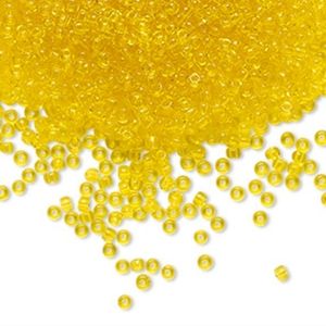 5/$15 Seed Bead Czech Glass Transparent Yellow Amber Tube